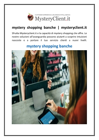 mystery shopping banche  mysteryclient.it
