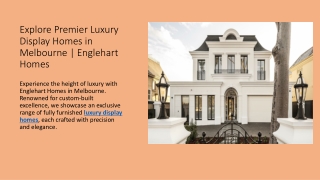Explore Premier Luxury Display Homes in Melbourne  Englehart Homes