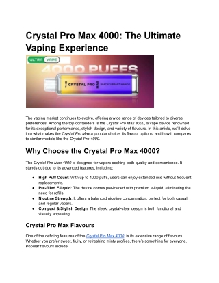 Crystal Pro Max 4000_ The Ultimate Vaping Experience