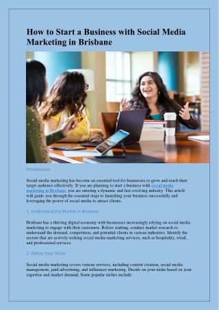 How to Start a Business with Social Media Marketing in Brisbane