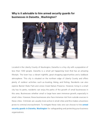 Why is it advisable to hire armed security guards for businesses in Daisetta , Washington