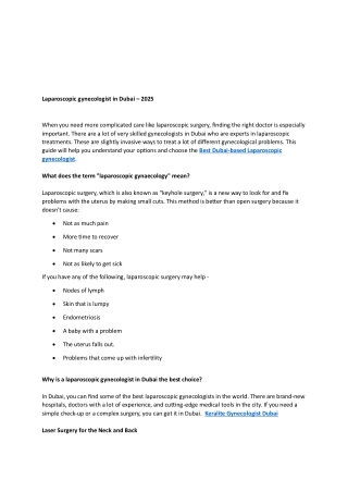 Laparoscopic gynaecologist in Dubai