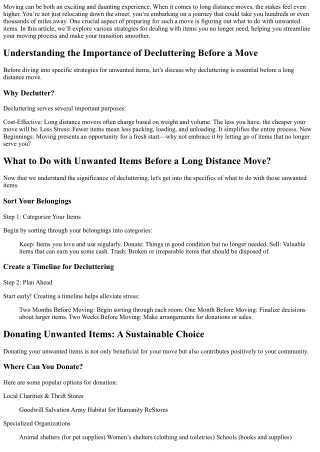 What to Do with Unwanted Items Before a Long Distance Move