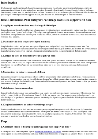 Idées Lumineuses Pour Intégrer L'éclairage Dans Des supports En bois