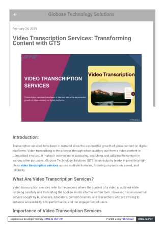 Video Transcription Services Transforming Content with GTS