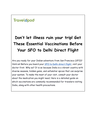 Don’t let illness ruin your trip! Get These Essential Vaccinations Before Your S
