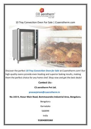 10 Tray Convection Oven For Sale  Csaerotherm