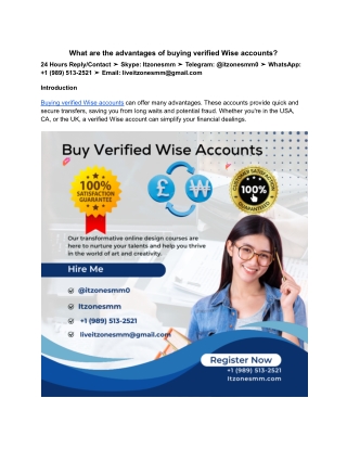 What are the advantages of buying verified Wise accounts