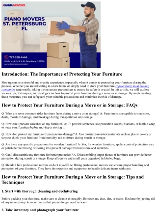 How to Protect Your Furniture During a Move or in Storage