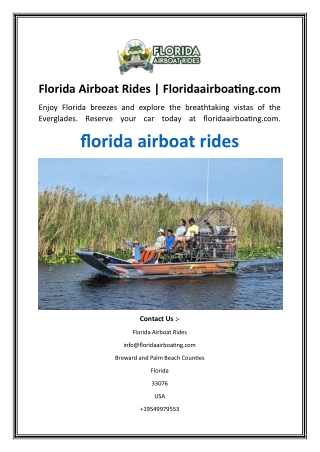 Florida Airboat Rides  Floridaairboating.com