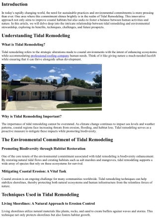 The Environmental Commitment of Tidal Remodeling