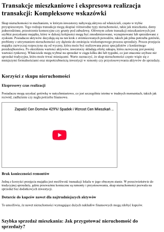 Szybka sprzedaż nieruchomości: Skup nieruchomości i szybka sprzedaż mieszkania