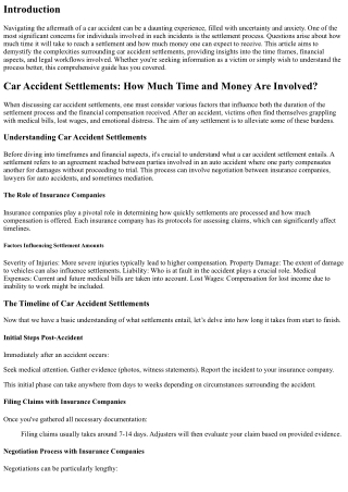 Car Accident Settlements: How Much Time and Money Are Involved?