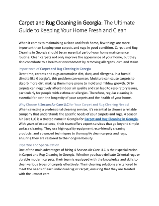 Carpet and Rug Cleaning in Georgia The Ultimate Guide to Keeping Your Home Fresh and Clean