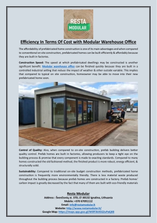 Efficiency In Terms Of Cost with Modular Warehouse Office