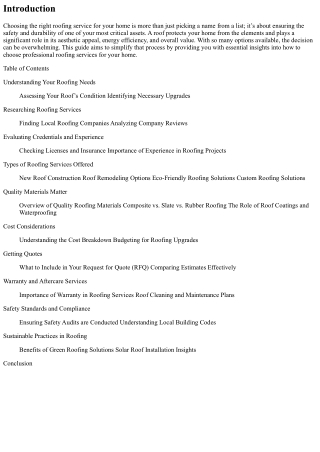 How to Choose Professional Roofing Services for Your Home.