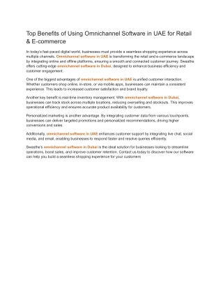 Top Benefits of Using Omnichannel Software in UAE for Retail & E-commerce