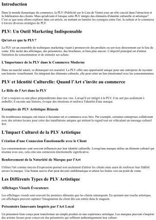 “PLV et Identité Culturelle: Quand l’Art s’invite au commerce”