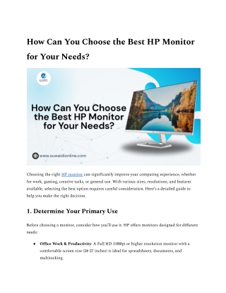 How Can You Choose the Best HP Monitor for Your Needs