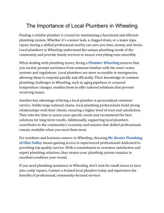 Professional Plumbing in Wheeling | Mr. Rooter Plumbing of Ohio Valley