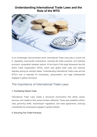 Understanding International Trade Laws and the Role of the WTO