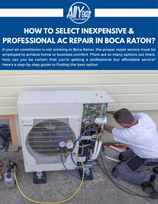 How to Select Inexpensive & Professional AC Repair in Boca Raton?