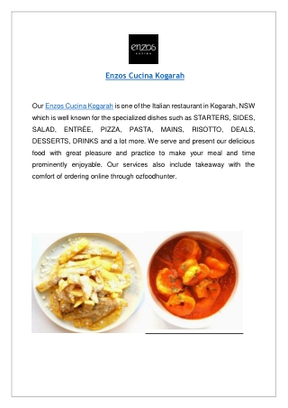 Enzo's Cucina Kogarah Menu, Italian Cuisine- Order now