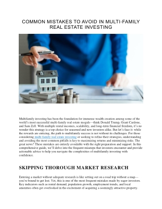 Multi Family Real Estate Investing