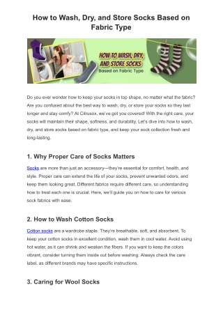 How to Wash, Dry, and Store Socks Based on Fabric Type