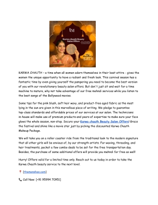 Karwa Chauth Beauty Salon Offers