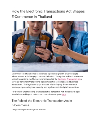 How the Electronic Transactions Act Shapes E-Commerce in Thailand