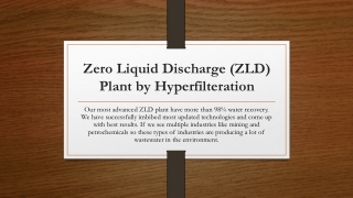 Zero Liquid Discharge (ZLD) Plant | ETP | STP | Waste Water By Hyperfilteration