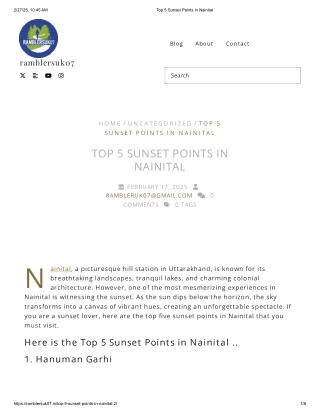 Top 5 Sunset Points in Nainital