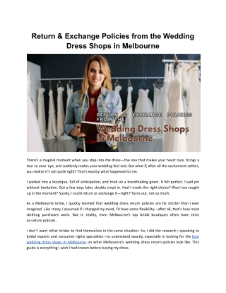 Return and Exchange Policies from the Wedding Dress Shops in Melbourne