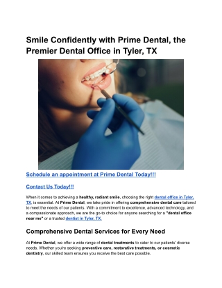 Smile Confidently with Prime Dental, the Premier Dental Office in Tyler, TX