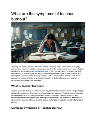 What are the symptoms of teacher burnout
