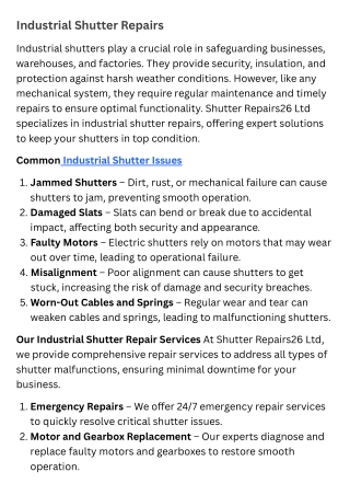 Industrial Shutter Repairs