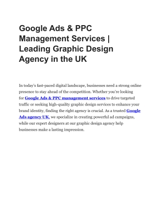 Google Ads & PPC Management Services