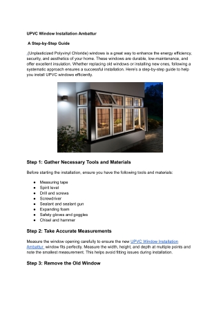 UPVC Window Installation Ambattur