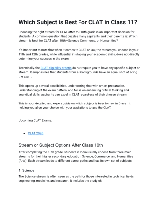 Which Subject is Best For CLAT in Class 11_