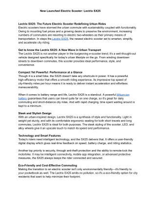 New Launched Electric Scooter_ Lectrix SX25