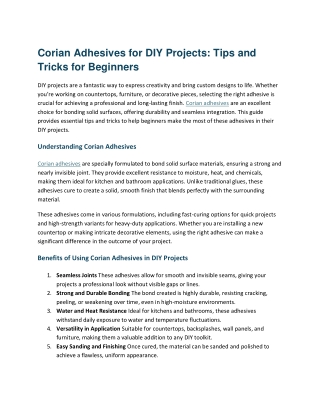 Corian Adhesives for DIY Projects Tips and Tricks for Beginners