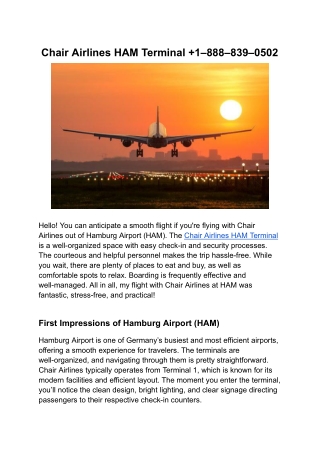 Chair Airlines HAM Terminal