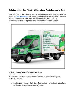 Oslo Søppeltaxi  Eco-Friendly & Dependable Waste Removal in Oslo