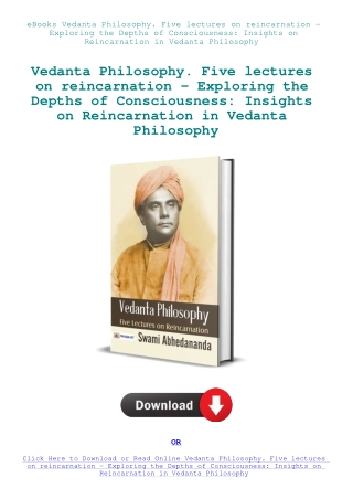 eBooks Vedanta Philosophy. Five lectures on reincarnation - Exploring the Depths of Consciousness In