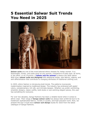 5 Essential Salwar Suit Trends You Need in 2025