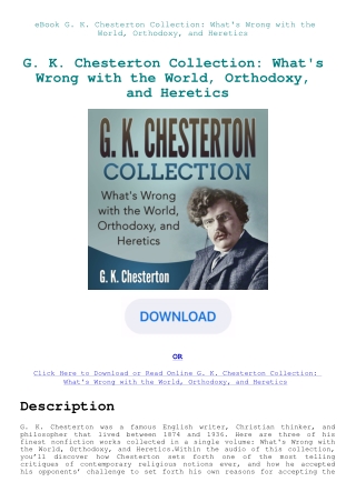 eBook G. K. Chesterton Collection What's Wrong with the World  Orthodoxy  and Heretics