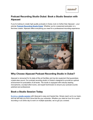 Podcast Recording Studio Dubai_ Book a Studio Session with Alpacast