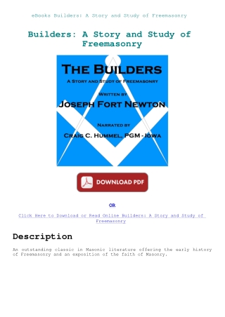 eBooks Builders A Story and Study of Freemasonry