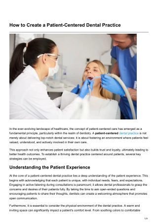 How to Create a Patient-Centered Dental Practice